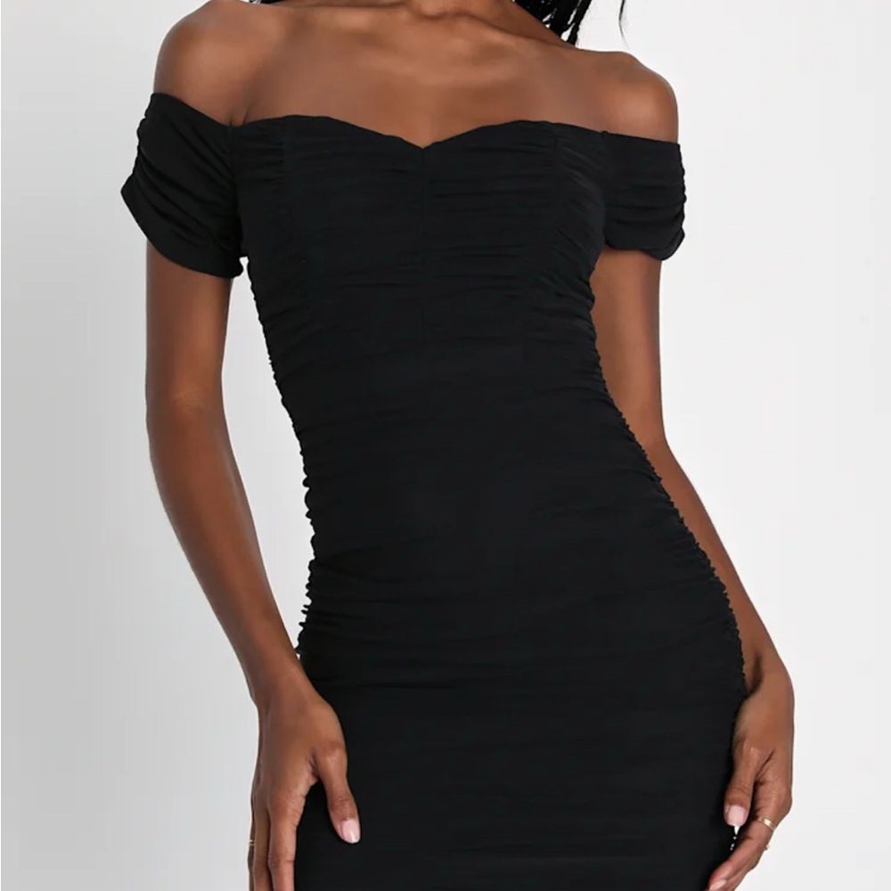 Lulus Black Off-Shoulder Mini Dress